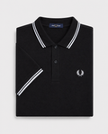 Polo de algodón doble banda negro Fred Perry