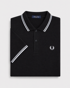 Polo de algodón doble banda negro Fred Perry