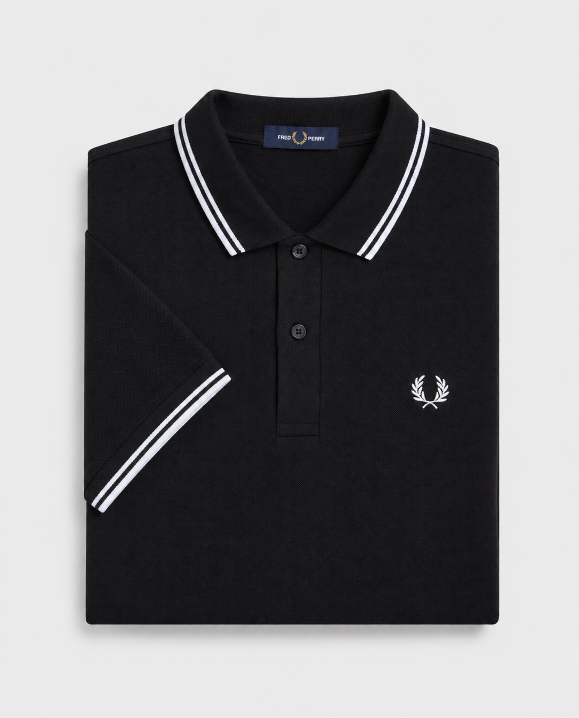 Polo de algodón doble banda negro Fred Perry
