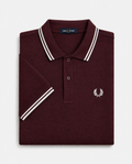 Polo de algodón doble banda granate Fred Perry