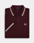 Polo de algodón doble banda granate Fred Perry