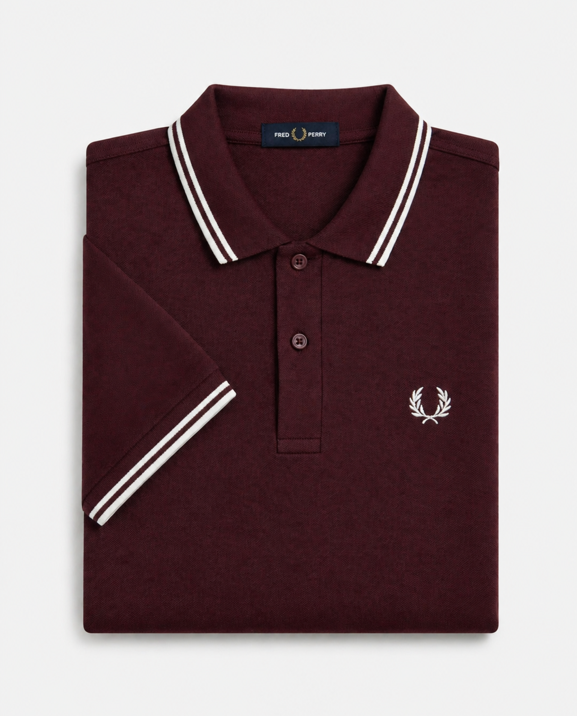 Polo de algodón doble banda granate Fred Perry