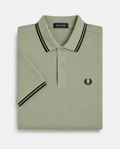 Polo de algodón doble banda verde claro Fred Perry