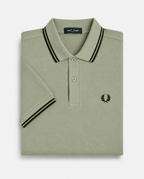 Polo de algodón doble banda verde claro Fred Perry