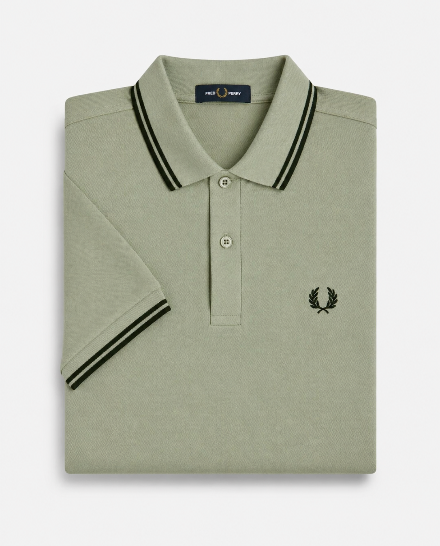 Polo de algodón doble banda verde claro Fred Perry