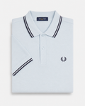 Polo de algodón doble banda azul claro Fred Perry