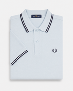 Polo de algodón doble banda azul claro Fred Perry