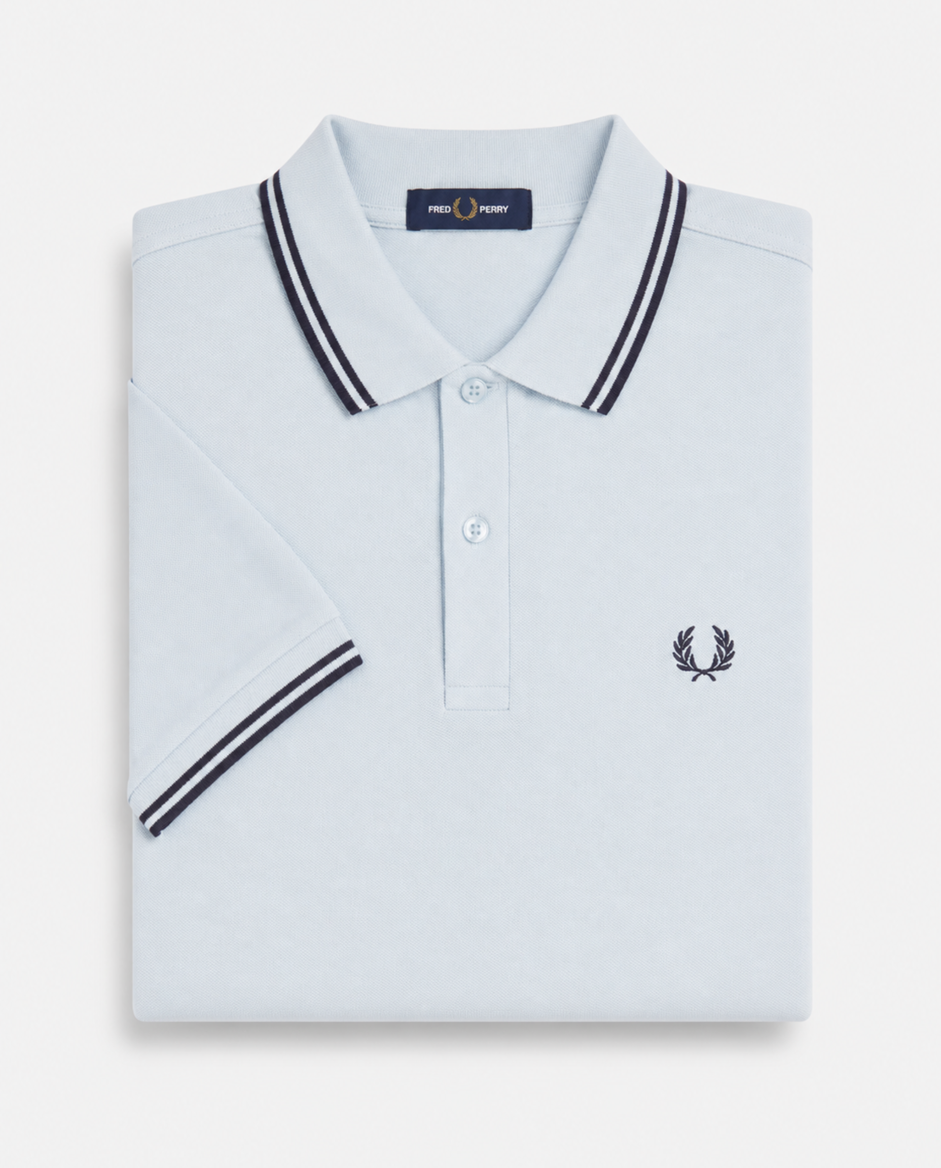 Polo de algodón doble banda azul claro Fred Perry