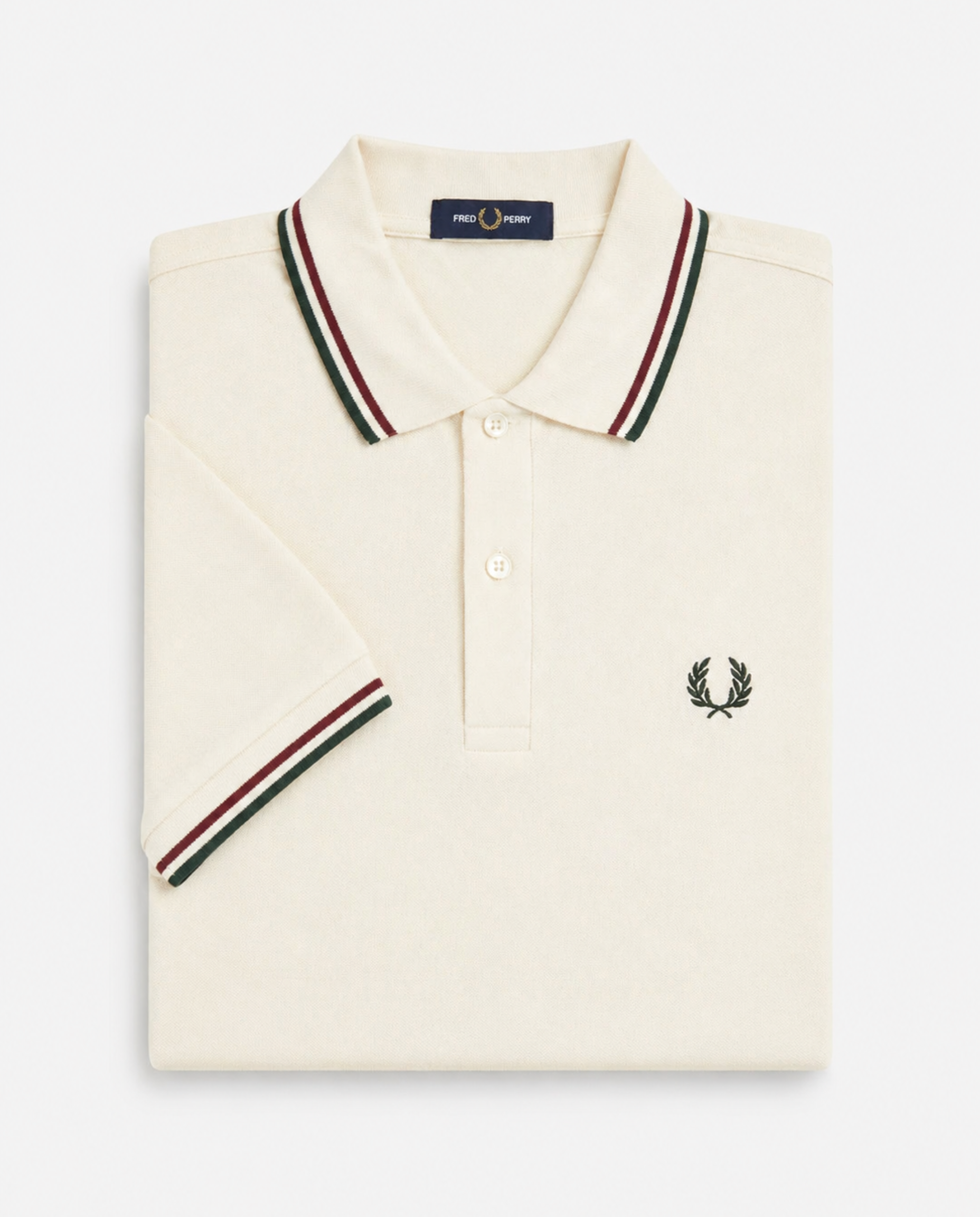 Polo de algodón doble banda beige Fred Perry