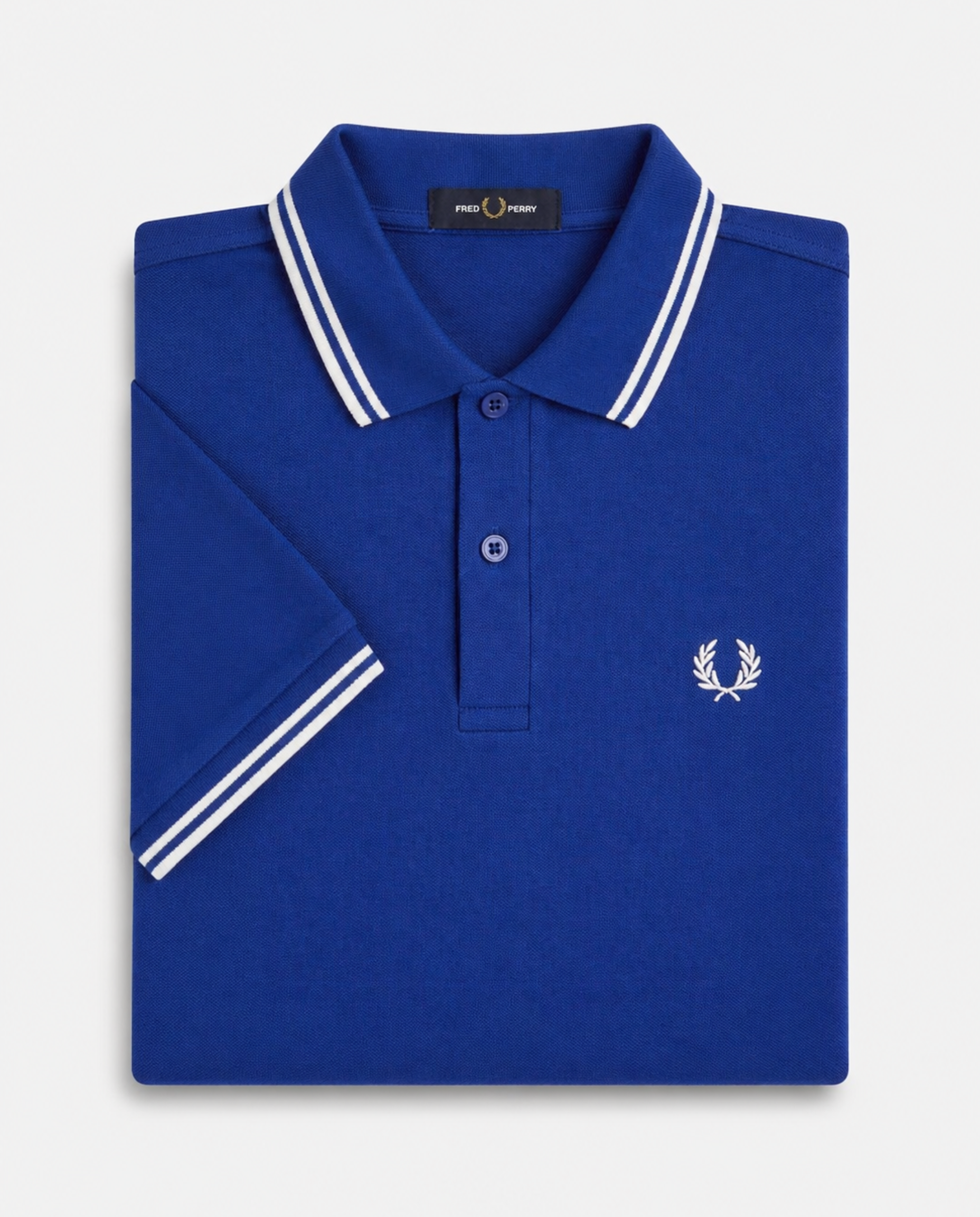 Polo de algodón doble banda azul Fred Perry
