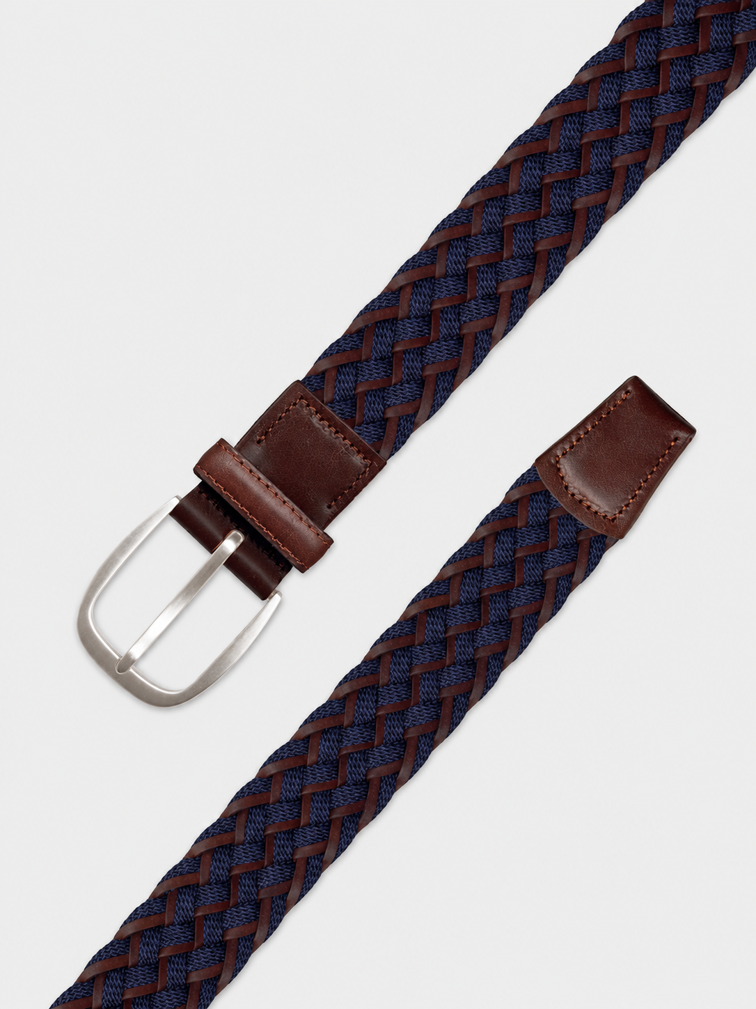 Cinturón azul marino y marron elástico