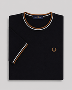 Camiseta negra doble linea Fred Perry