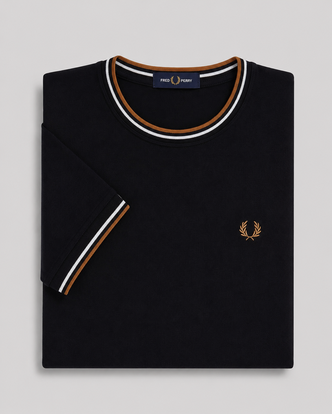 Camiseta negra doble linea Fred Perry