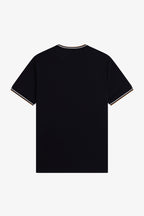 Camiseta negra doble linea Fred Perry
