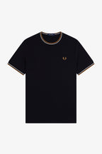 Camiseta negra doble linea Fred Perry