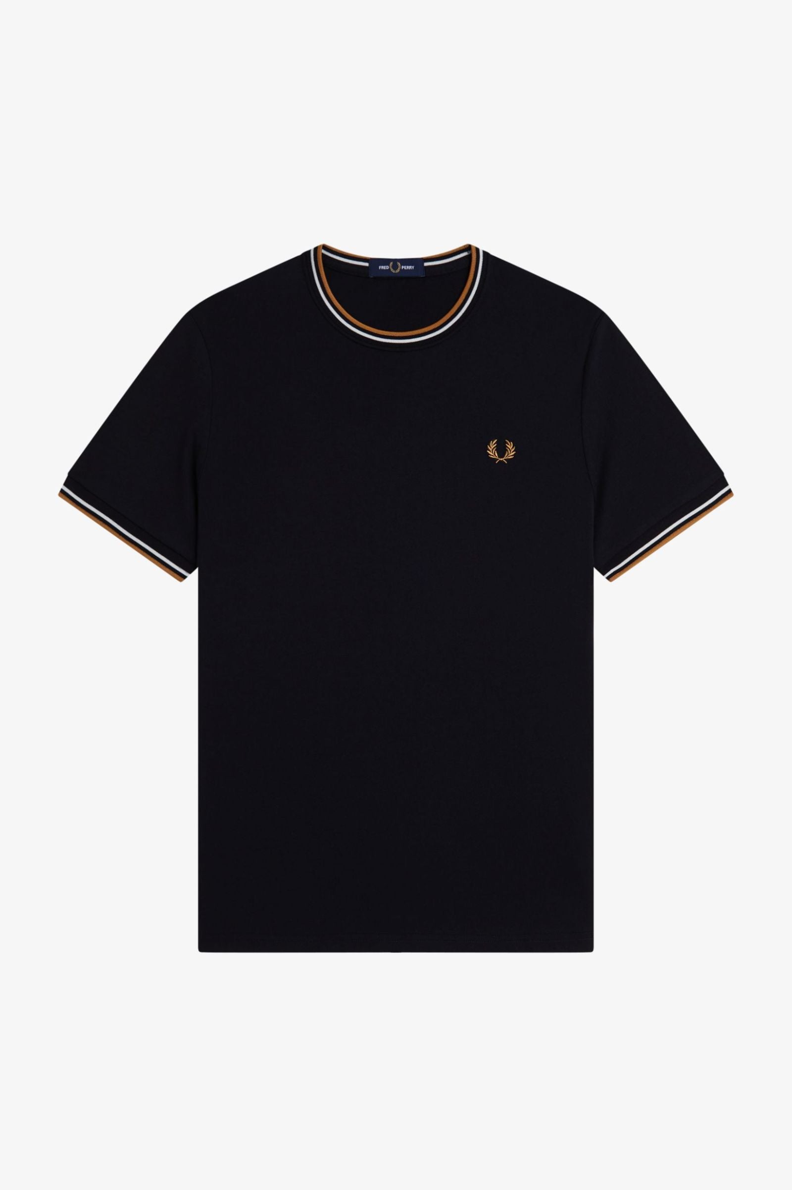 Camiseta negra doble linea Fred Perry