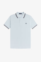 Polo de algodón doble banda azul claro Fred Perry
