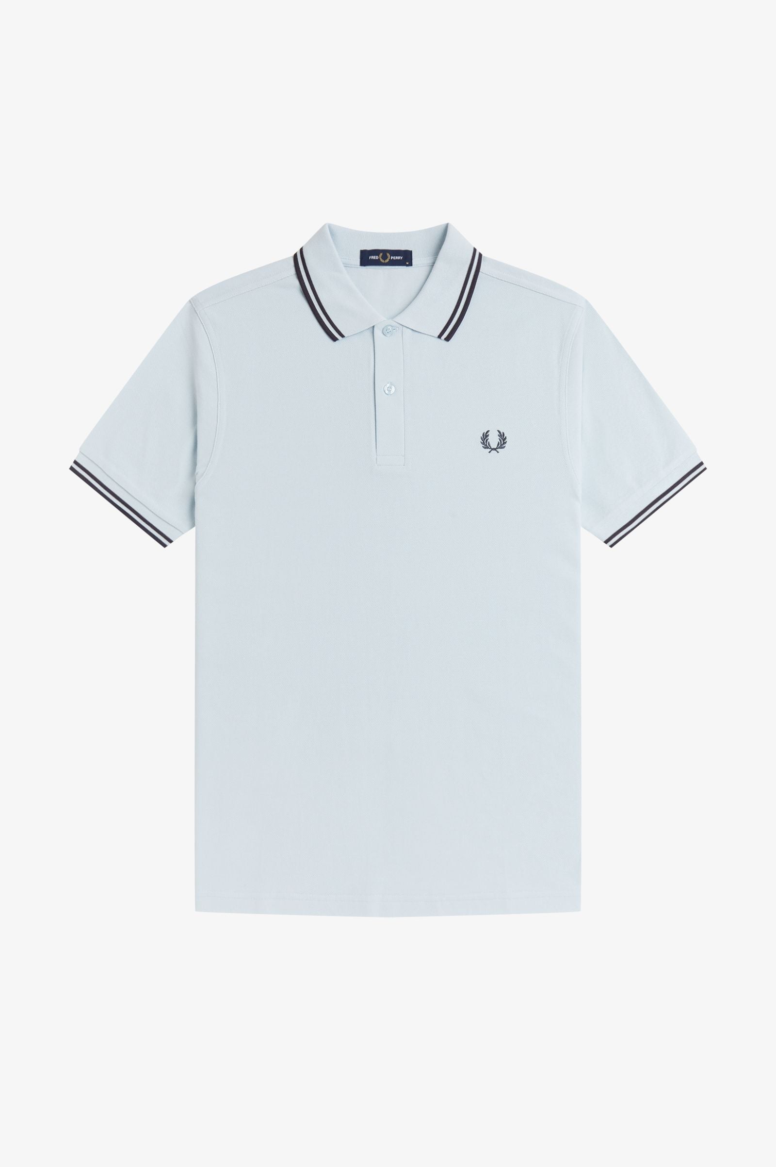 Polo de algodón doble banda azul claro Fred Perry