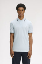 Polo de algodón doble banda azul claro Fred Perry
