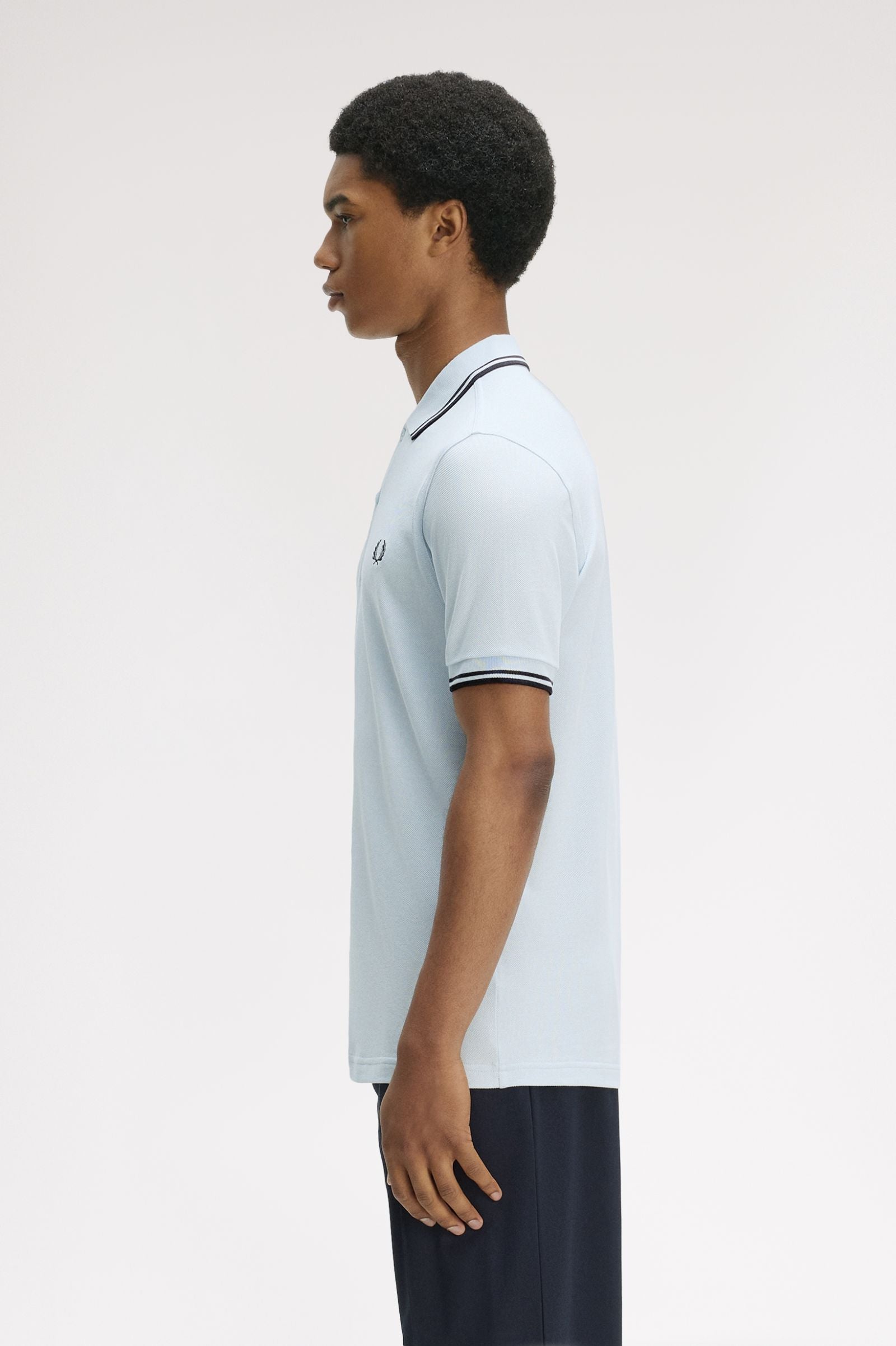 Polo de algodón doble banda azul claro Fred Perry