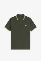 Polo de algodón doble banda verde Fred Perry