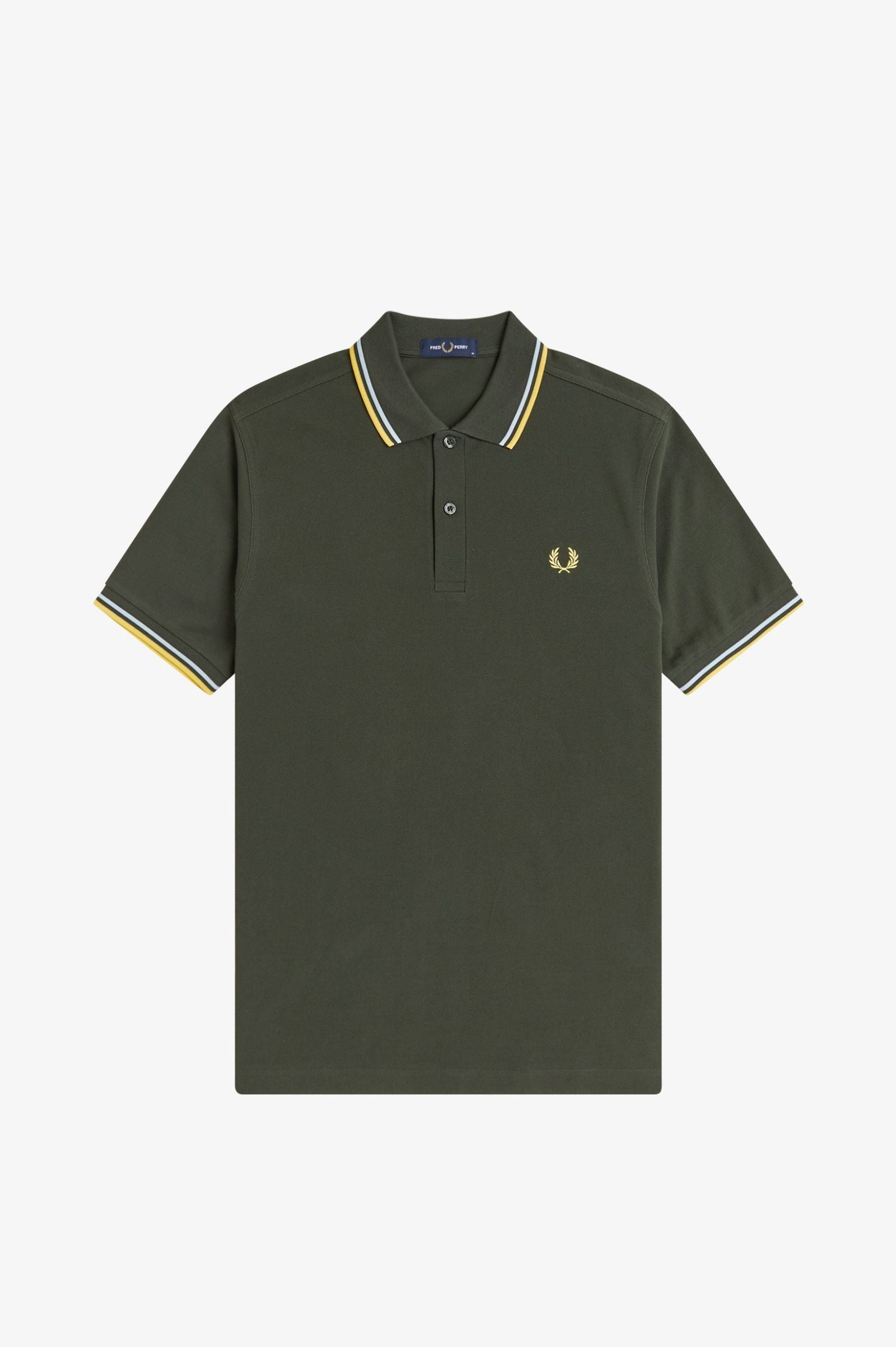 Polo de algodón doble banda verde Fred Perry