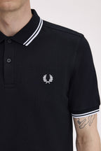 Polo de algodón doble banda negro Fred Perry