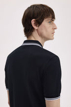 Polo de algodón doble banda negro Fred Perry