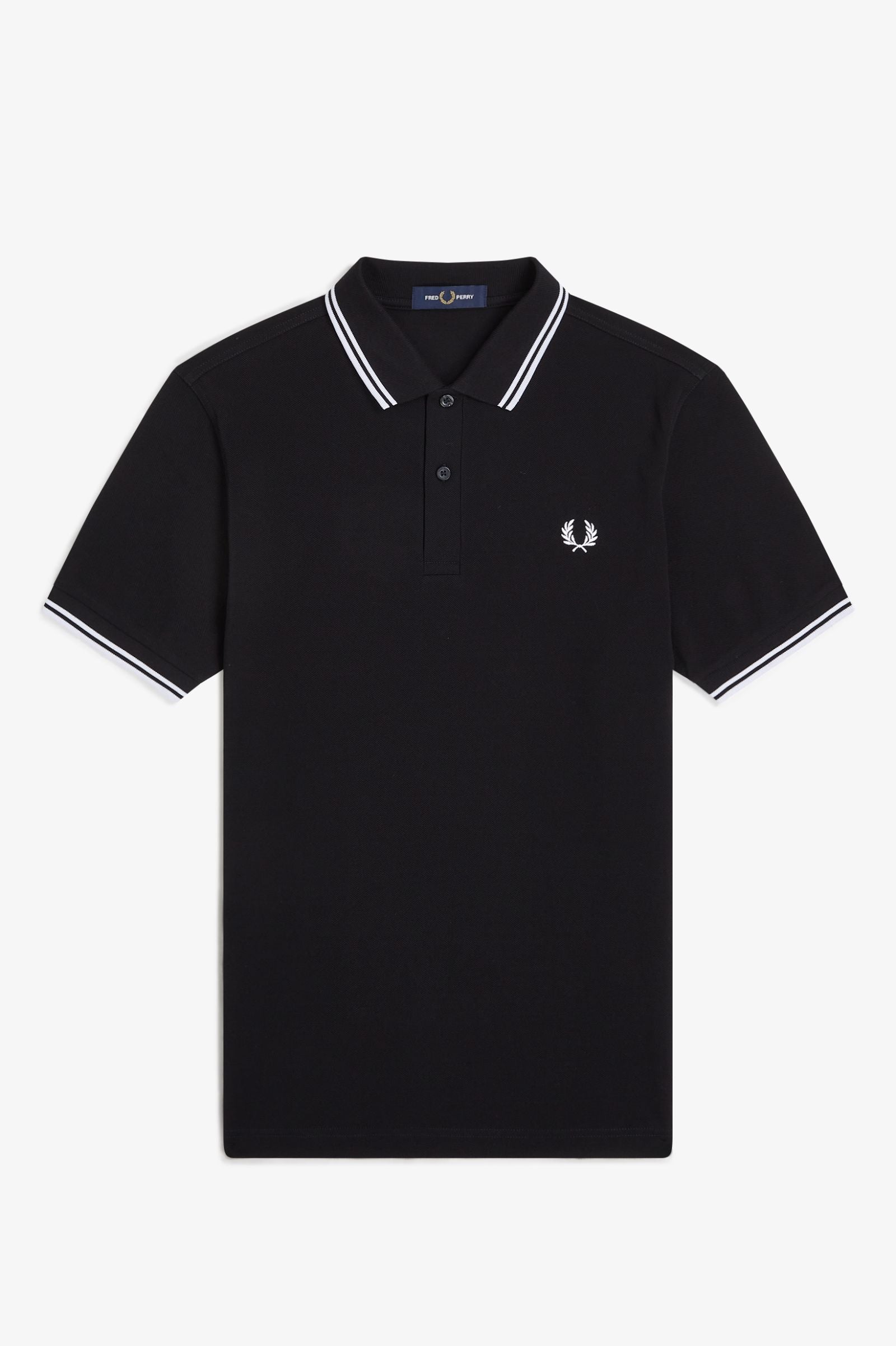 Polo de algodón doble banda negro Fred Perry