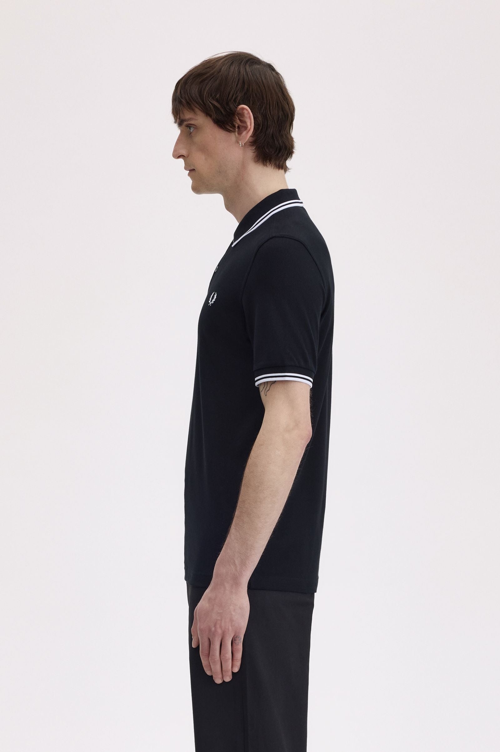 Polo de algodón doble banda negro Fred Perry
