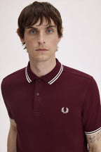 Polo de algodón doble banda granate Fred Perry