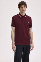 Polo de algodón doble banda granate Fred Perry