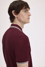 Polo de algodón doble banda granate Fred Perry