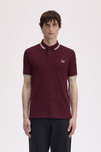 Polo de algodón doble banda granate Fred Perry