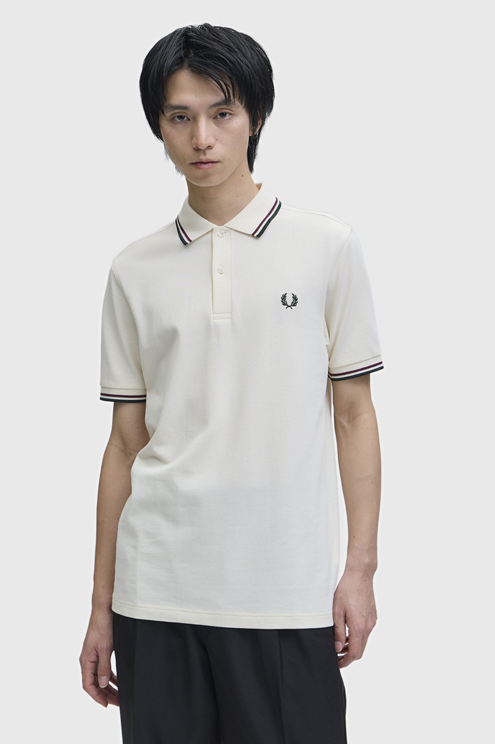 Polo de algodón doble banda beige Fred Perry