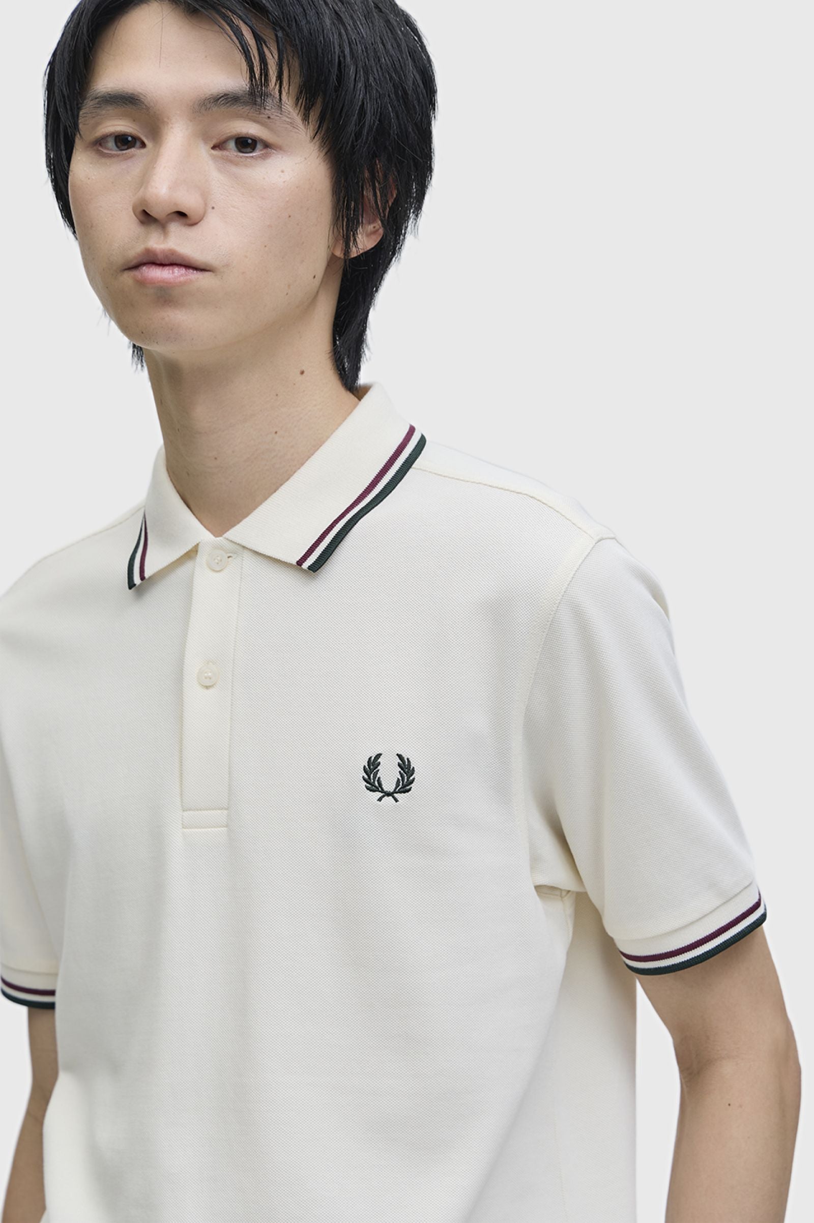 Polo de algodón doble banda beige Fred Perry