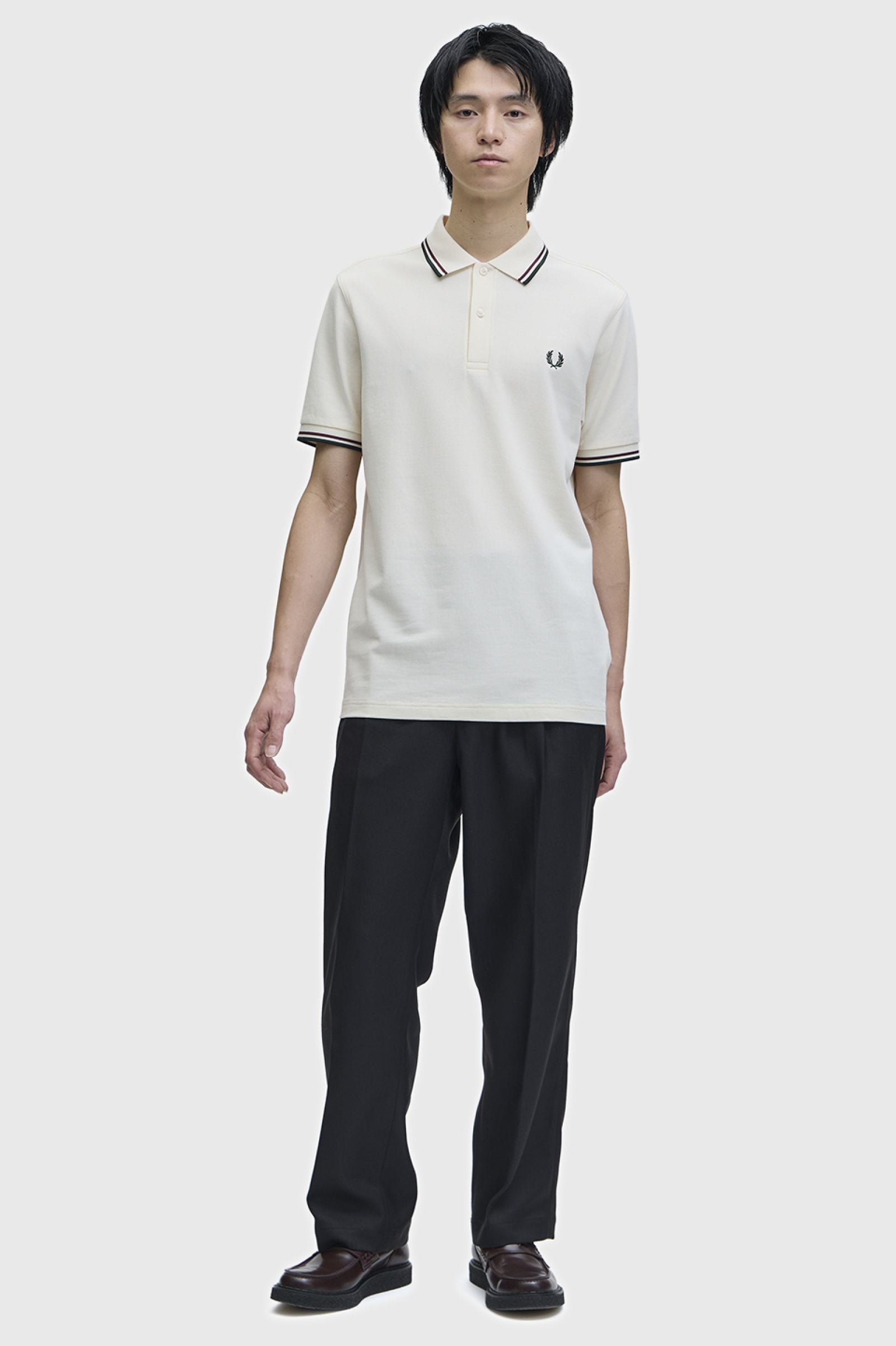 Polo de algodón doble banda beige Fred Perry