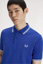 Polo de algodón doble banda azul Fred Perry