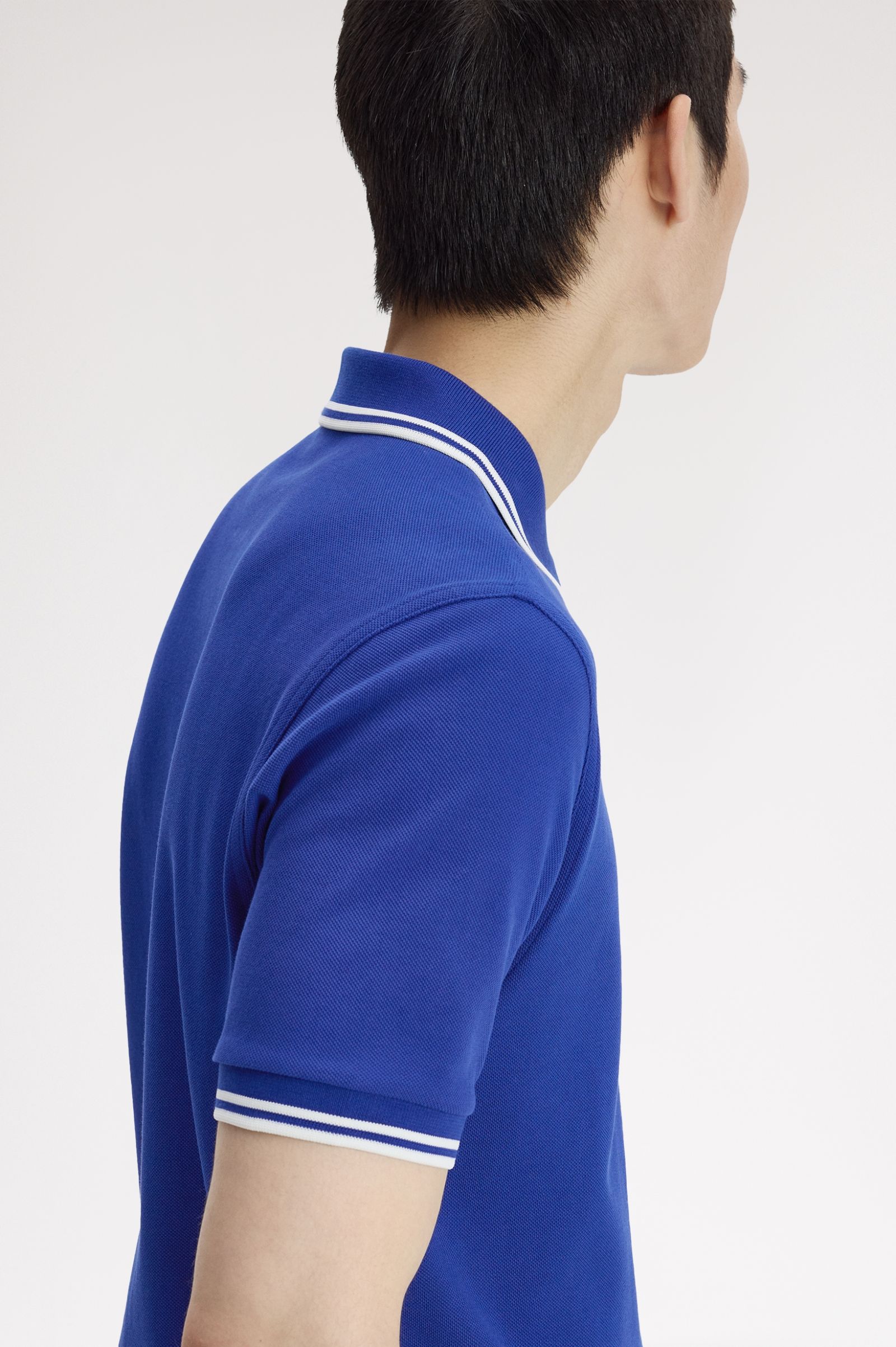 Polo de algodón doble banda azul Fred Perry