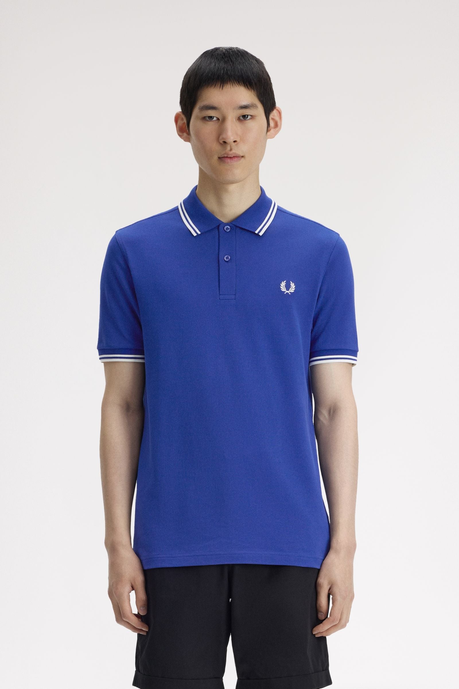 Polo de algodón doble banda azul Fred Perry