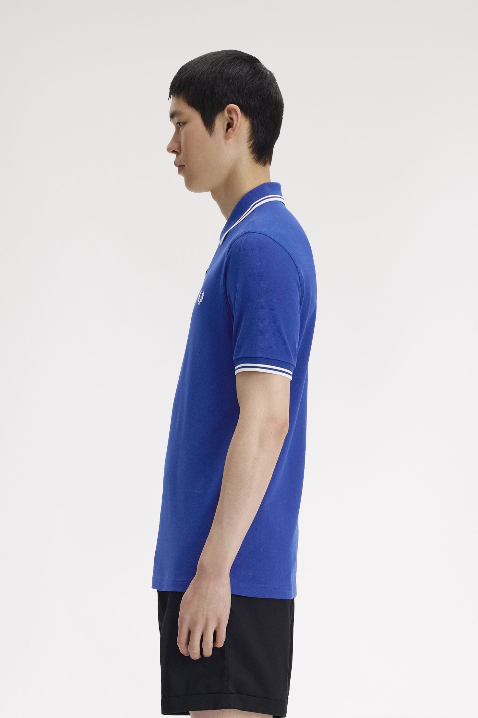 Polo de algodón doble banda azul Fred Perry