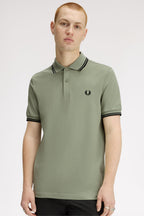 Polo de algodón doble banda verde claro Fred Perry