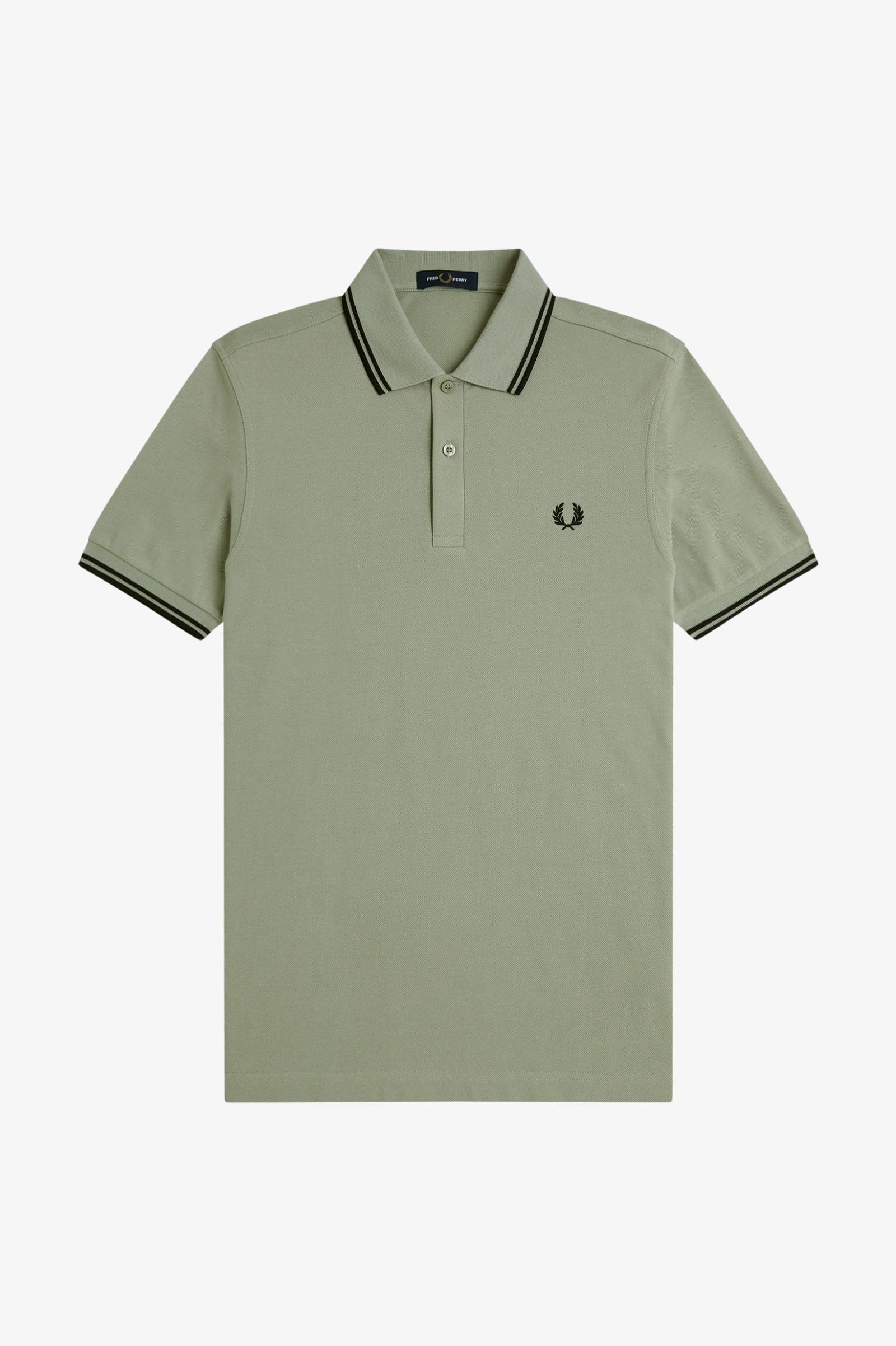 Polo de algodón doble banda verde claro Fred Perry
