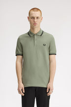 Polo de algodón doble banda verde claro Fred Perry