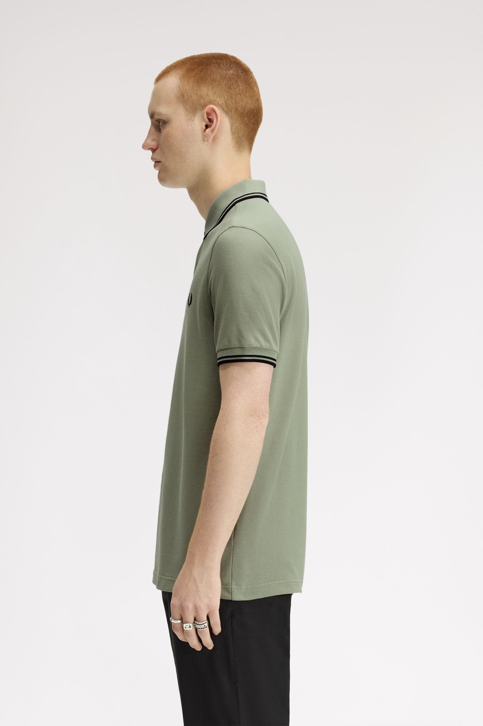 Polo de algodón doble banda verde claro Fred Perry