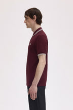 Polo de algodón doble banda granate Fred Perry