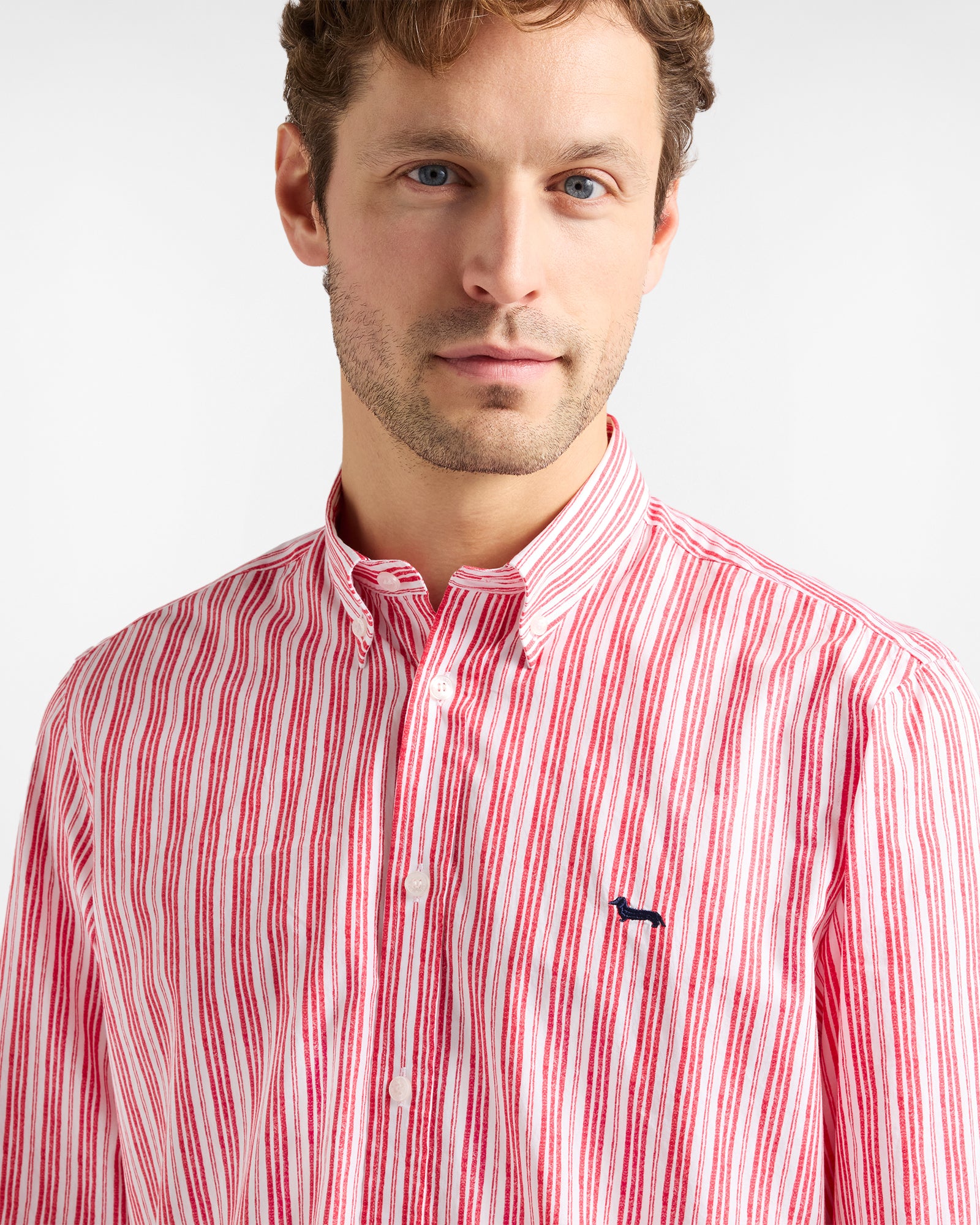 detalle rayas acuarela camisa harmont blaine algodón botones frontal