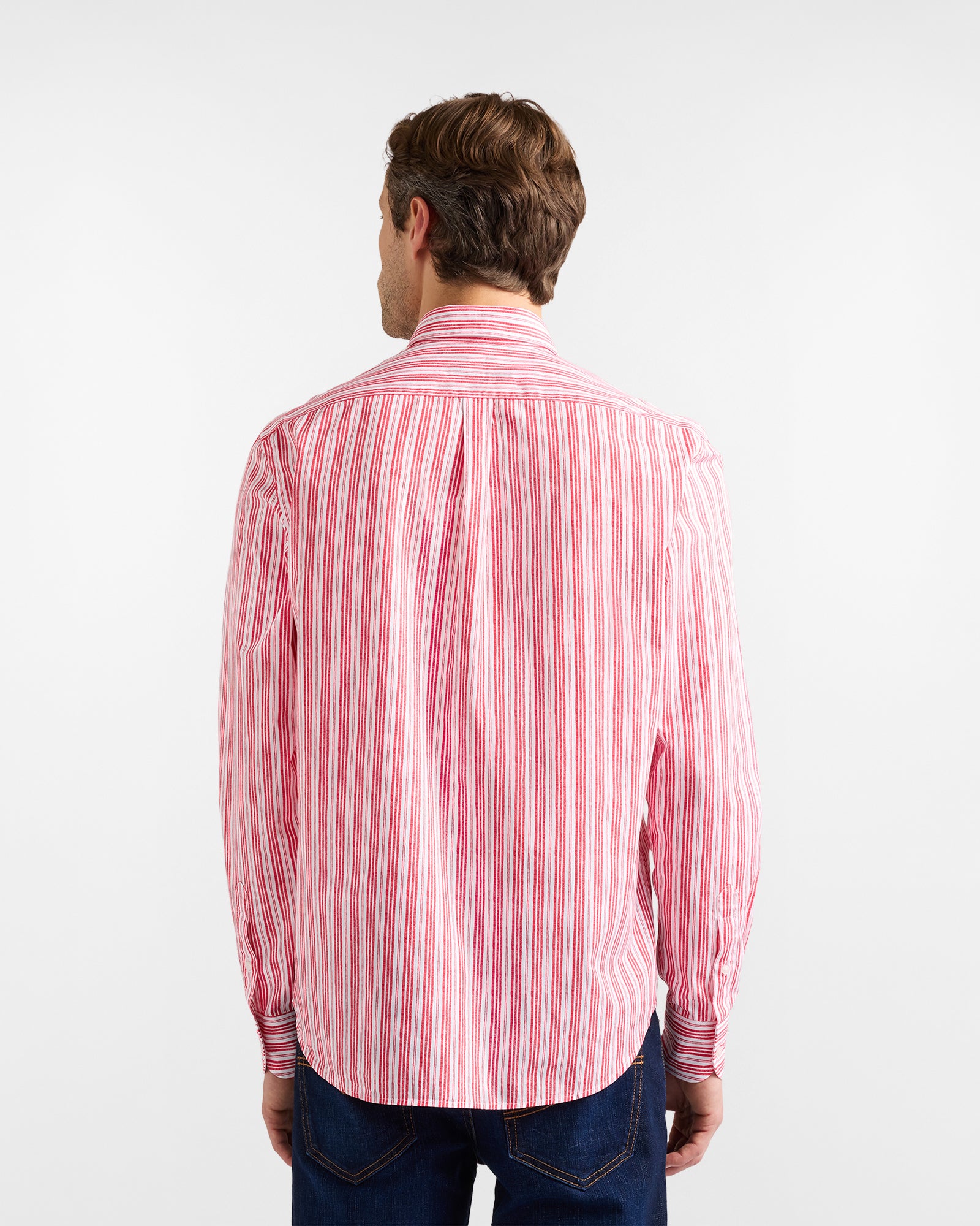 camisa rayas efecto acuarela harmont blaine hombre vista trasera corte cómodo