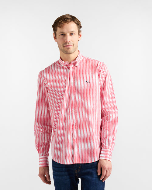 camisa rayas efecto acuarela harmont blaine hombre vista frontal elegante