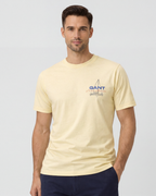 camiseta amarilla gant hombre estampado frontal algodón estilo casual